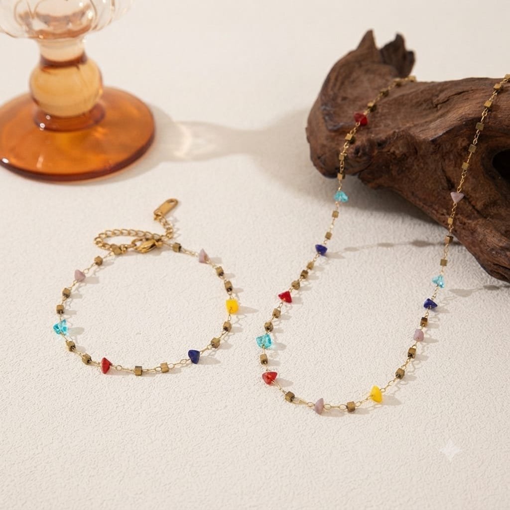 Set de pulsera y cadena en acero